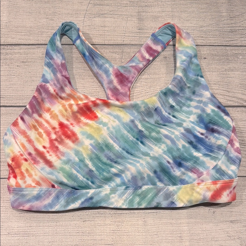 Women’s Athleta Rainbow Tie Dye Racerback Sports Bra size M